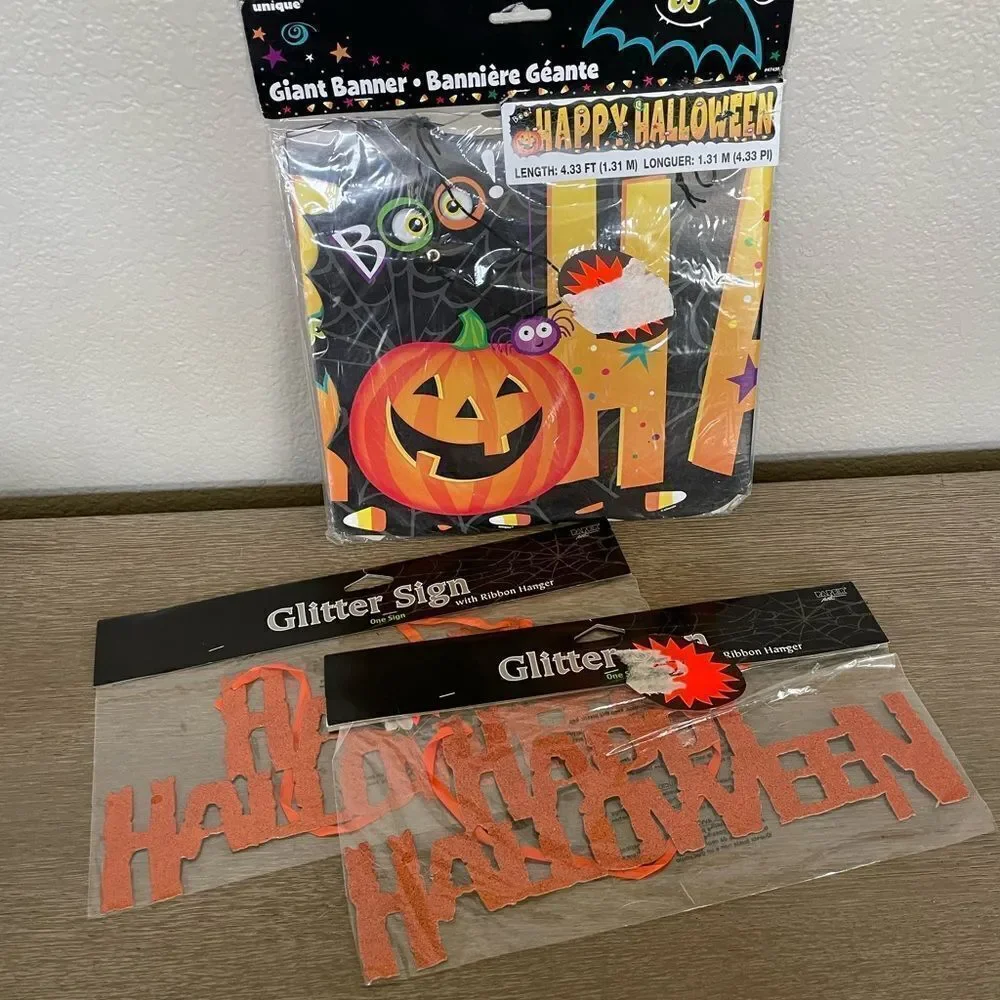 Halloween Party Banner Signs Decor Lot